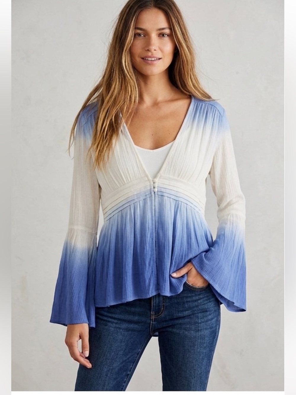 Blue and White Ombre Blouse